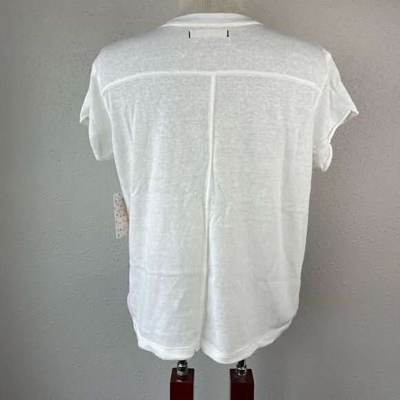NWT Free People White T-Shirt Size XS - Picture 6 of 7